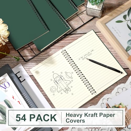 Yahenda 54 Pcs Spiral Notebooks, 1 Subject, Wide Ruled, Deep Green - color: Dark Green