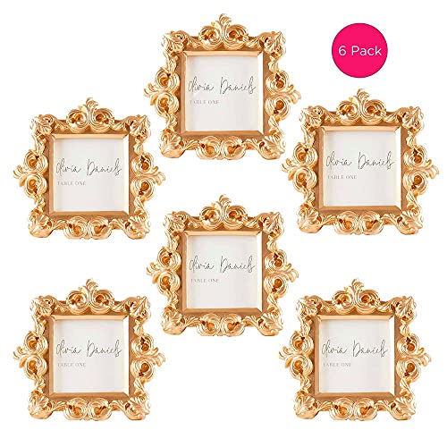 Kate Aspen Gold Baroque Royale Place Card & Photo Frame Set - 6 Count Decorative Wedding Registry Holders - style: Baroque