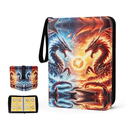 Trading Card Binder Album, 400 Pockets, 50 Removable 4-Pocket Pages, Waterproof (Dragon-A) - color: Dragon-A