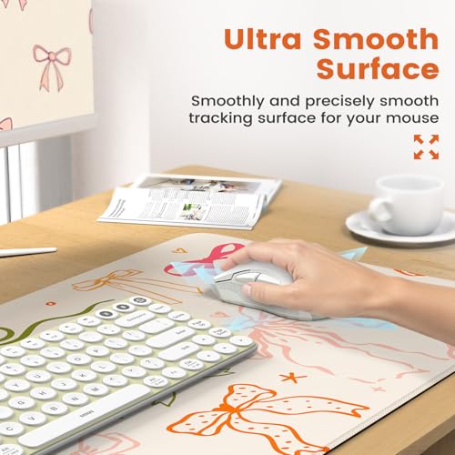 iCasso Desk Pad Mat, Large Mouse Pad and Keyboard Wrist Rest Set - color: Colorful Ribbon