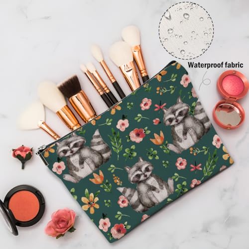 Raccoon Gifts Floral Raccoon Makeup Bag, Racoon Gift Cosmetic Bags - color: Multicolor 0148