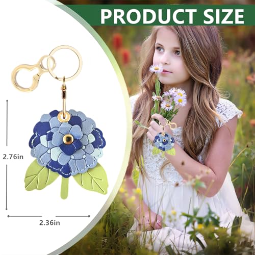 BORKUANA PU Leather Keychain holder Protective Case Compatible with AirTag - color: Hydrangea C