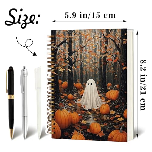 Notebook Journal for Women - A5 Spiral Notebook with Ghost in forest Design, Vintage Dark Romantic Ghost Wildflowers, Gothic Office & School Supplies, Unique Gifts for Women Birthday, Christmas (Forest Ghost) - color: Forest Ghost