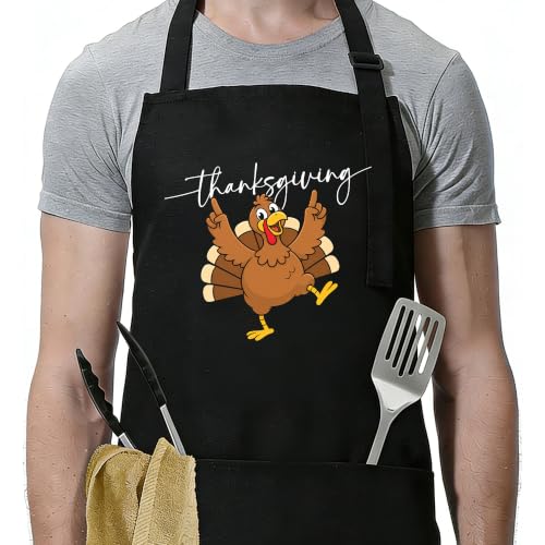 Funny Apron for Men Women,Humorous Kitchen Apron- Grilling Cooking BBQ Accessories, Gift for Dad Husband - color: Thanksgiving