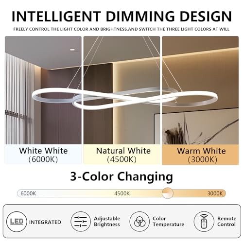 29.53in Color Changing Modern LED Pendant Light - color: Silver, size: 29.53in
