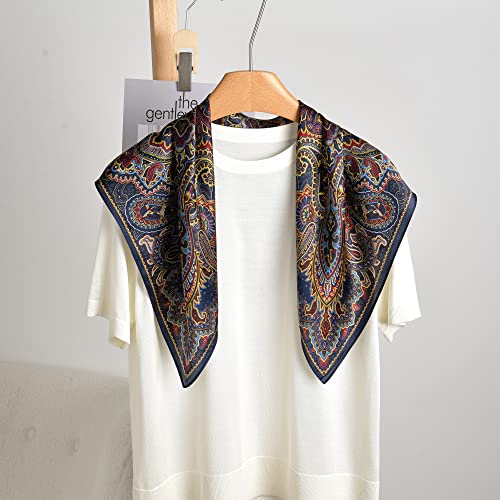 100% Mulberry Silk Scarf - 25.6" Square Neckerchief & Headscarf Gift Packed - color: Deep Coffee