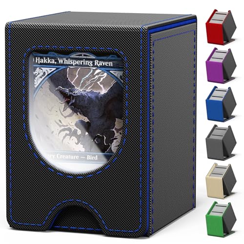 Card Deck Box for MTG Commander, fits 100+ Double-Sleeved Cards - color: A-Black&Blue