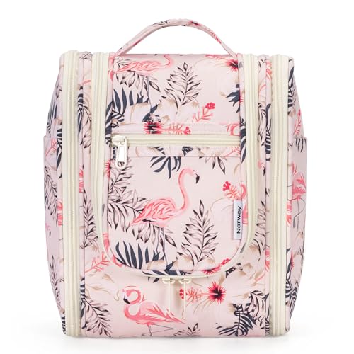 Narwey Hanging Travel Toiletry Bag for Women, Cosmetic Makeup Bag - color: B-Beige Bird, size: Medium