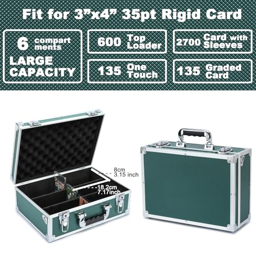 Collectable Trading Card Cases, Toploaders Storage Box, Magnetic Card Storage Hard Cabinet, Graded Card Storage Case, Sports & Trading Collector Storage Box (Green) - color: Green, size: Large