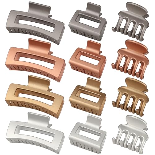 SMKSL 12 Pcs Hair Claw Clips for Women & Girls 3 Styles Hair Accessories - color: Metallic Glitter