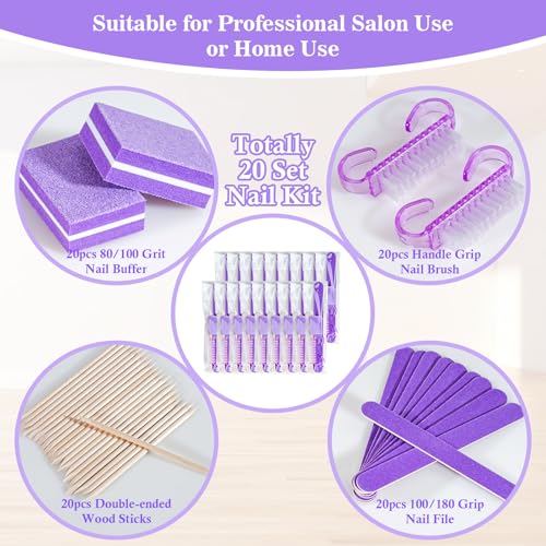 20 Sets Disposable Manicure Kit(20 Set -Purple) - size: 20 Set -Purple
