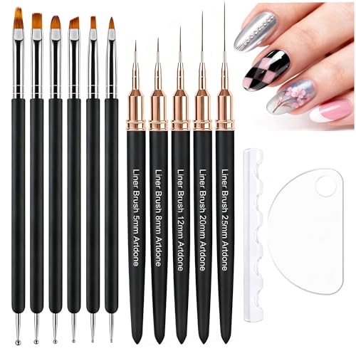 Artdone Nail Art Brushes and Dotting Tools Kit for Gel Polish Liner Drawing - color: Dotting and liner tools