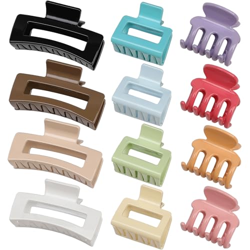 SMKSL 12 Pcs Hair Claw Clips for Women & Girls 3 Styles Hair Accessories - color: Gloss Colorful