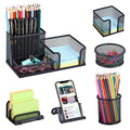 Desk Organizers set with Mesh Pen Holder Cup Office Supply(6 Piece set) - color: Black