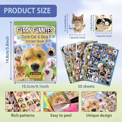 800 Pcs Cats & Dogs Meme Stickers 30 Sheets Cute Funny Sticker Book - color: Cute Fun Cat Dog