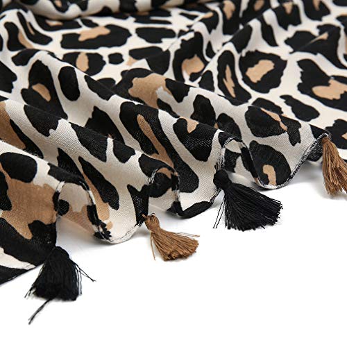 Yeieeo Boho Scarf for Women Lightweight Floral Printed Scarf Fall Winter Fashion Fringed Shawl - color: Leopard 1