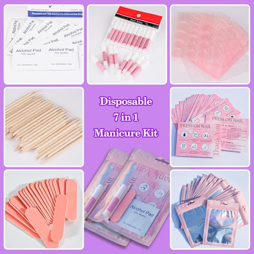 Disposable Nail Supplies Kits(140pcs20set-pink) - size: 140pcs20set-pink