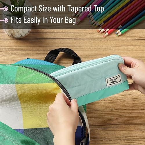 Mr. Pen- Wide-Opening Pencil Case, Triangle Design - color: Mint Green