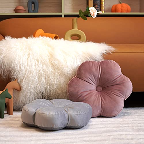ARTMAGIC Dusty Pink Flower Shaped Throw Pillow,16" Velvet Decorative Pillow - color: Dusty Pink