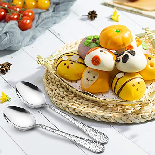 LIANYU 9PCS Kids Spoons Silverware Set, Stainless Steel Toddler Spoons - color: Silver