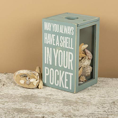 Primitives by Kathy Seashell Holder - Coastal Decor, Glass Display, Treasure Chest, Room and Bedroom Decor - color: Piece of the Beach With Me, style: Coastal