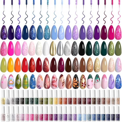 Beetles 50 Colors Gel Liner Nail Polish Set French Tip Nail Art Polish - color: B-Art Painted