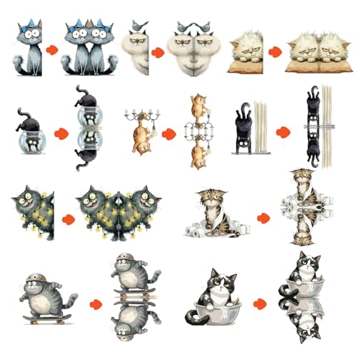 TheClover Quirky Cat Magnetic Bookmarks – Set of 10 Funny Sarcastic Kitty Page Clips, Unique Cat Gifts for Book Lovers, Creative Magnetic Bookmarks for Office, School & Journals - style: Quirky Cat Magnetic Bookmarks