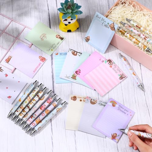 Dispowreath 24 Pcs Sloth Sticky Notes with Pens Gifts Party Favors - style: Sloth