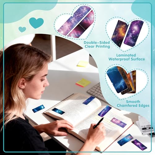 96PCS Magnetic Bookmarks Bulk Magnet Bookmarks Book Lovers Gifts - style: Night Sky