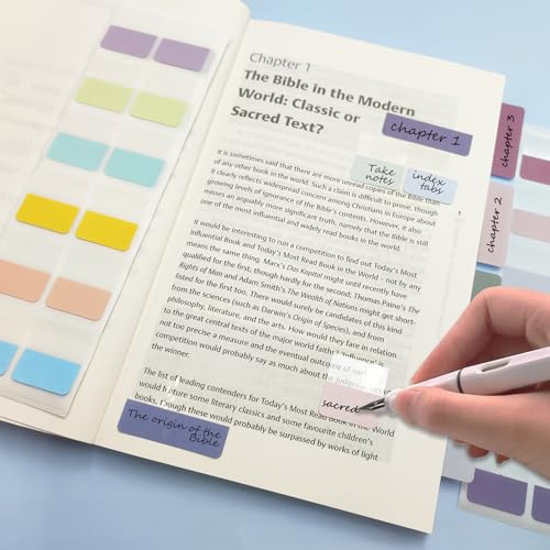 Potanro Sticky Tabs 720pcs Color Tabs for Notebooks 1 Inch Book Tabs - size: Medium