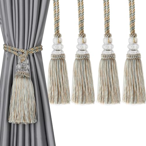 4 Pack Curtain Tiebacks with Tassel, Mix Blue - color: Mix Blue, size: 4