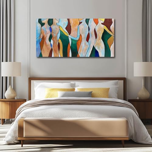 Abstract Human Figure Wall Decor Modern Artwork for Office Geometric Color Block Wall Art for Living Room Framed Art Prints for Bedroom 24x48 Inch - color: Colorful Abstract, size: 48"L x 24"W
