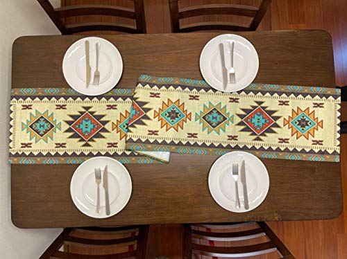 Aztec Southwest Geometric Table Runner 70x13 Inches - color: Aztec