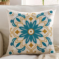 Embroidered Floral Throw Pillow Cover 18x18 Set of 1 Teal - color: Teal, size: 18" x 18" (Pack of 1)