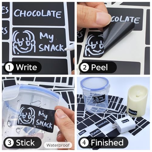 JIEHENG 170Pcs Black Removable Labels for Jars with 2 Liquid Chalk Marker - color: Black