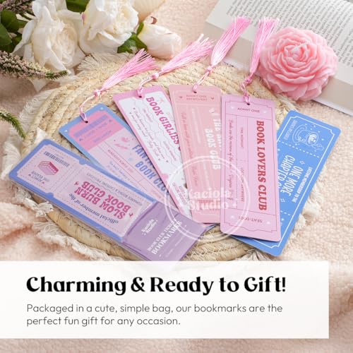Kaciola Studio 10 PCS Book Lovers Club Bookmarks,Funny Bookmarks for Women,Double Sided Romance Booklover Gifts,Book Club Gifts for Romance Reader Friends Girls - color: Book Club