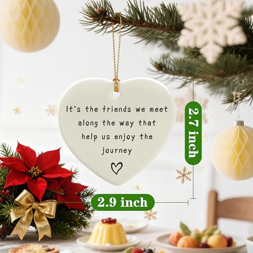 Friends We Meet Along The Way, Firm Friendship - Heart Plaque/Sign, Gifts for Friends | Birthday, Christmas Friendship Gifts for Bestie, Best Friend, Sisters, BFF, Her | Friend Christmas Ornament - color: Friend