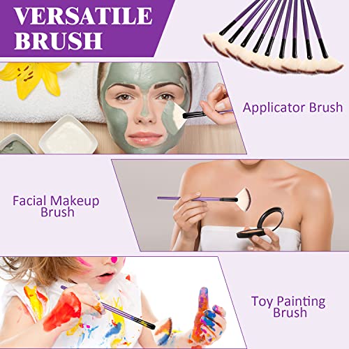 Maitys 9 Pieces Facial Fan Mask Brushes, Purple - color: Purple