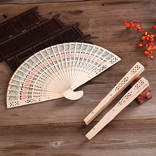 Sandalwood Hand Fans Foldable 50 Pcs with Organza Bags Wedding Favor - color: Generic-50pcs With Organza Bags