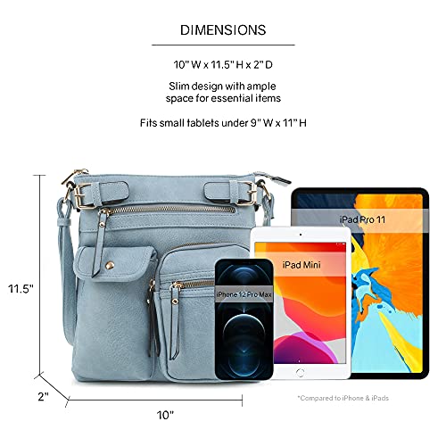 SG SUGU Katie Lightweight Medium Crossbody Bag Shoulder Bag with Multi Pocket for Women - color: Blue