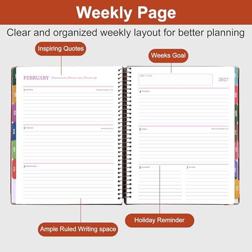 CAGIE 2026-2027 Weekly & Monthly Calendar Planner, Jul 2026-Dec 2027 - color: Rust Brown