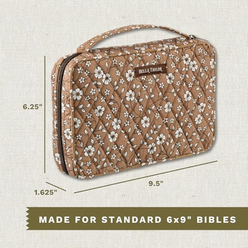 Bella Taylor Small Bible Cover, Quilted Bible Case, Vintage Vine Brown - color: Vintage Vine Brown, size: Small