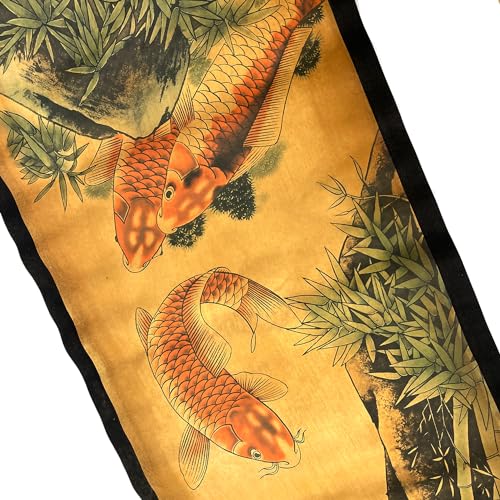 Wall Art Poster Prints Painting Hanging Scroll Decor Asia Summer Koi Fish - color: D2