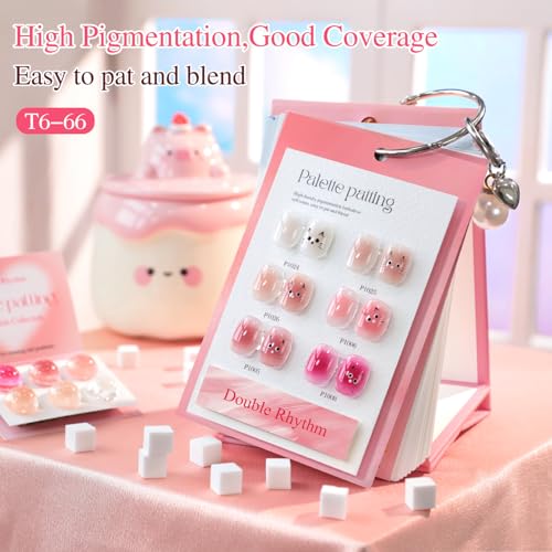 Double Rhythm Painting Gel Polish Set for Nail Art Palette Patting Gel Polish 6 Colors with 100 Pcs Sponges and Grabbing Pen (Neutral Nude Rose-T6-66) - color: Neutral Nude Rose