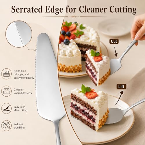 Cake Server Set of 2, 8.86" Stainless Steel Pie Cutter Spatula for Desserts