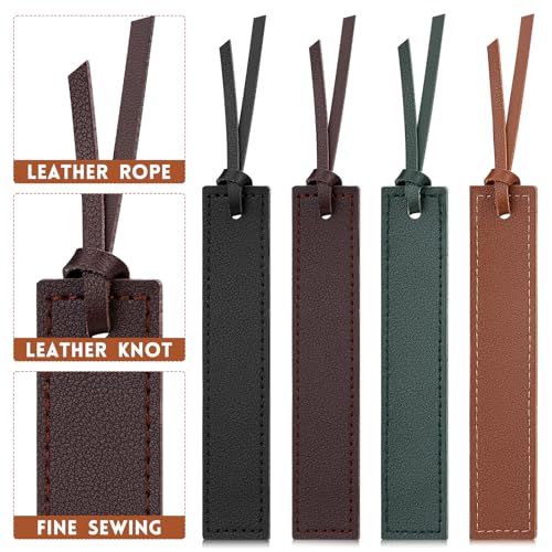 4 Pcs Leather Bookmark, Classic Stitched Bookmarks for Men - size: 4 Pcs