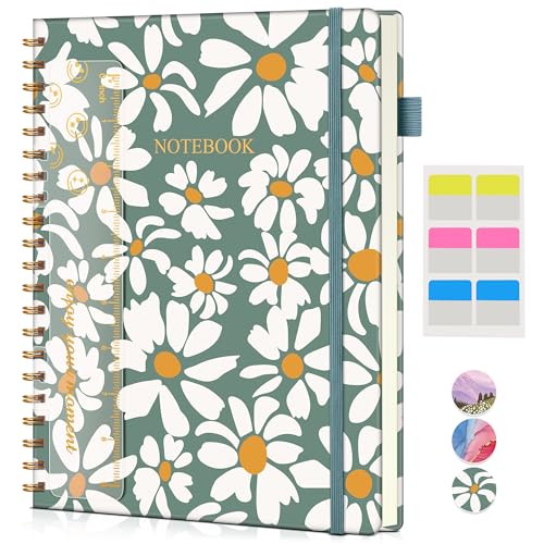Spiral Notebook Journal 8.5” x 11”, A4 Large Notebooks for Women Men, College Ruled Lined Journal, 100 GSM Paper, Hardcover Spiral Bound Journals for Work School Note Taking Business, Field of Daisies - color: Field of Daisies, size: Line