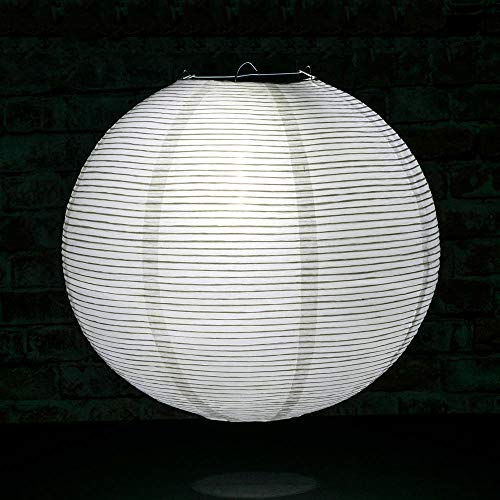 PaperLanternStore.com 20 Inch White Fine Line Premium Even Ribbing Paper Lantern, Extra Sturdy - color: White Fine Line, size: 20 Inch