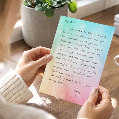 Watercolor Stationary Paper and Envelopes Set, 24 Lined Writing Papers and 12 Envelopes, 6 Designs Aesthetic Letter Kit for Love Letters, Thank You Notes and Party Invitations