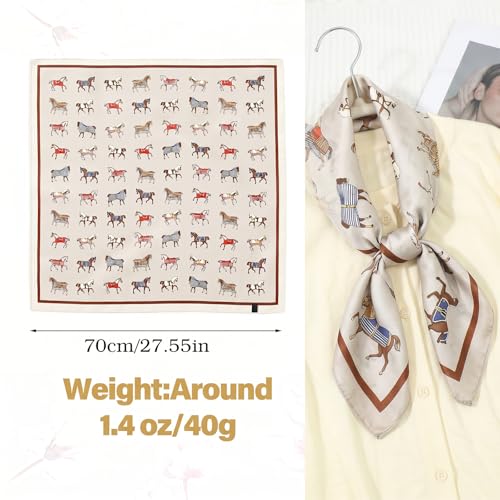 Ymapinc Colorful Western Horse Neck Scarf for Women, Square Silk Wrap, Horse Printed Bandanas Soft Head Scarf for Women - color: Khaki Western Horse